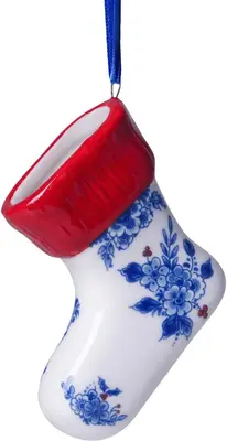 Heinen Delfts Blauw keramieken kerst ornament kerstsok 6.5cm delfts blauw