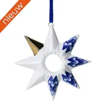 Heinen Delfts Blauw keramieken kerst ornament ster 8.5cm delfts blauw