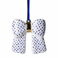 Heinen Delfts Blauw keramieken kerst ornament strik stippen 7.5cm delfts blauw kopen?
