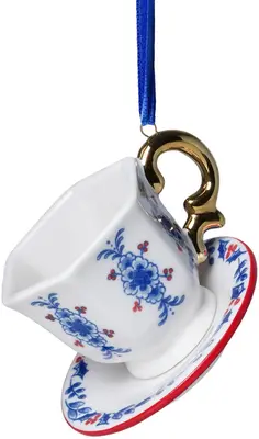 Heinen Delfts Blauw keramieken kerst ornament theekopje 5.5cm delfts blauw