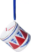 Heinen Delfts Blauw keramieken kerst ornament trommel 5cm delfts blauw