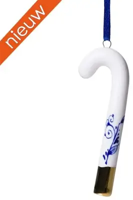 Heinen Delfts Blauw keramieken kerst ornament zuurstok 10cm delfts blauw