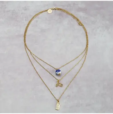 Heinen Delfts Blauw ketting nederland bedels goud 