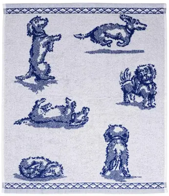 Heinen Delfts Blauw keukendoek teckel nhaan 62x52cm delfts blauw 