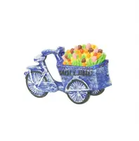 Heinen Delfts Blauw magneet bakfiets met tulpen
