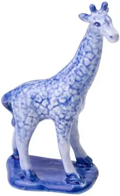 Heinen Delfts Blauw miniatuur ornament keramiek giraffe 5.5x3.5x9cm delfts blauw