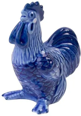 Heinen Delfts Blauw miniatuur ornament keramiek haan 5.5x3.5x6.5cm delfts blauw
