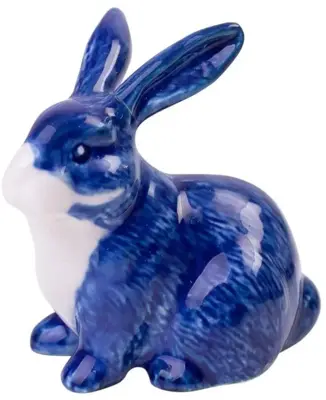 Heinen Delfts Blauw miniatuur ornament keramiek konijn 4x3x4.5cm delfts blauw