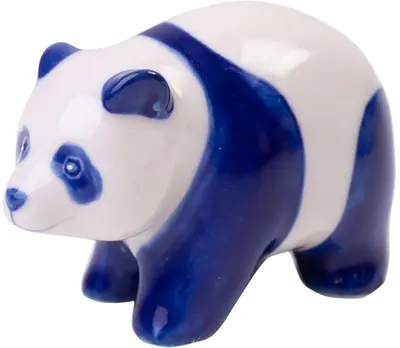 Heinen Delfts Blauw miniatuur ornament keramiek panda 5.5x2.5x3.5cm delfts blauw