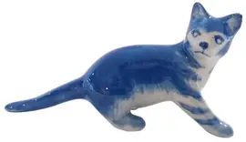 Heinen Delfts Blauw miniatuur ornament keramiek poes 7x2.5x4.5cm delfts blauw kopen?