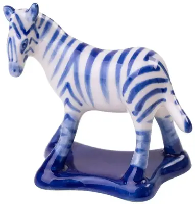 Heinen Delfts Blauw miniatuur ornament keramiek zebra 7x4x6.5cm delfts blauw