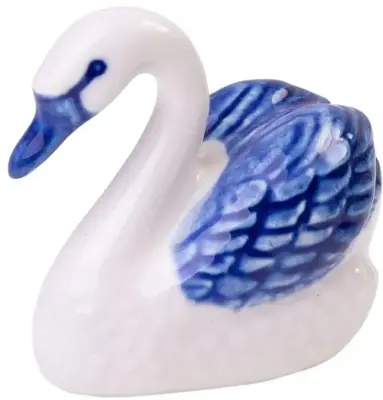 Heinen Delfts Blauw miniatuur ornament keramiek zwaan 4.5x3x4.5cm delfts blauw