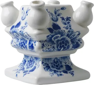 Heinen Delfts Blauw modulaire vaas keramiek grote bloem bodem 15x15x17cm delfts blauw