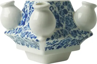 Heinen Delfts Blauw modulaire vaas keramiek sierlijke bloem midden 13x13x10cm delfts blauw