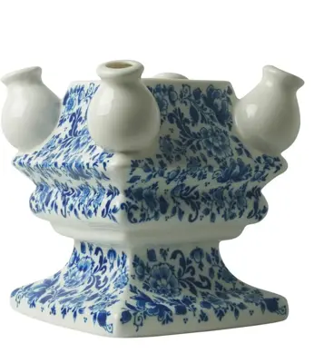 Heinen Delfts Blauw modulaire vaas keramiek sierlijke bloem bodem 15x15x17cm delfts blauw