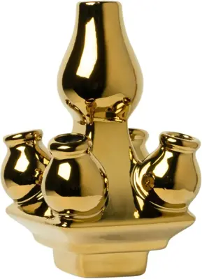 Heinen Delfts Blauw modulaire vaas keramiek top 9x9x15cm goud