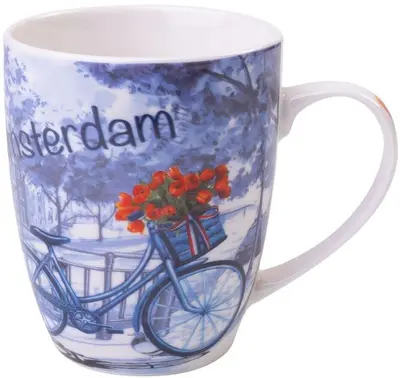 Heinen Delfts Blauw mok keramiek amsterdam 8.5x10cm multi 
