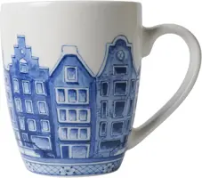 Heinen Delfts Blauw mok keramiek grachtenpanden 8.5x9.5cm delfts blauw  kopen?