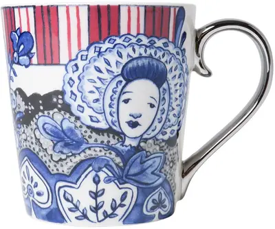 Heinen Delfts Blauw mok keramiek kanten isabee 8.5x9.5cm delfts blauw 