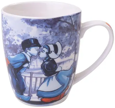 Heinen Delfts Blauw mok keramiek kissing couple 8.5x9.5cm delfts blauw 