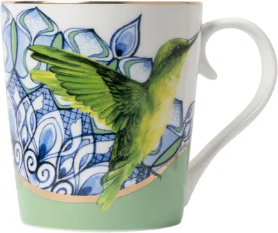 Heinen Delfts Blauw mok keramiek mandala kolibrie 8.5x9.5cm delfts blauw 