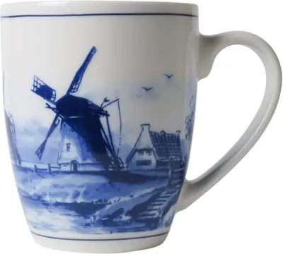 Heinen Delfts Blauw mok keramiek molen 8.5x9.5cm delfts blauw 