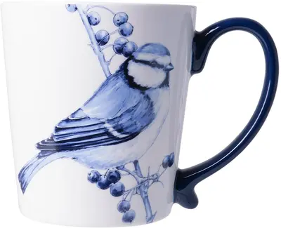 Heinen Delfts Blauw mok keramiek pimpelmees 8.5x9.5cm delfts blauw 