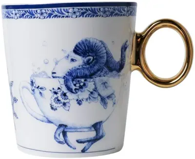 Heinen Delfts Blauw mok keramiek redmer hoekstra sterrenbeeld ram 8.5x9.5cm delfts blauw 