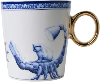 Heinen Delfts Blauw mok keramiek redmer hoekstra sterrenbeeld schorpioen 8.5x9.5cm delfts blauw 