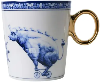 Heinen Delfts Blauw mok keramiek redmer hoekstra sterrenbeeld stier 8.5x9.5cm delfts blauw 