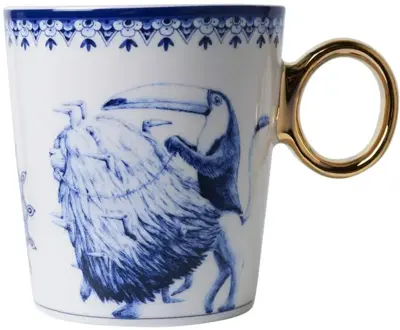 Heinen Delfts Blauw mok keramiek redmer hoekstra sterrenbeeld leeuw 8.5x9.5cm delfts blauw 