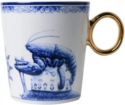 Heinen Delfts Blauw mok keramiek redmer hoekstra sterrenbeeld kreeft 8.5x9.5cm delfts blauw 