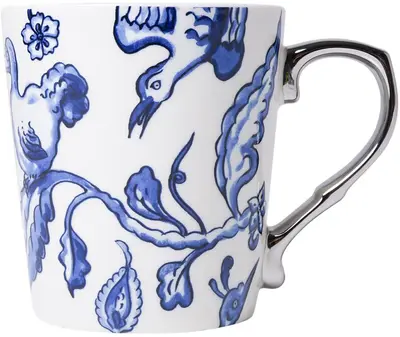 Heinen Delfts Blauw mok keramiek vrije vogels 8.5x9.5cm delfts blauw 