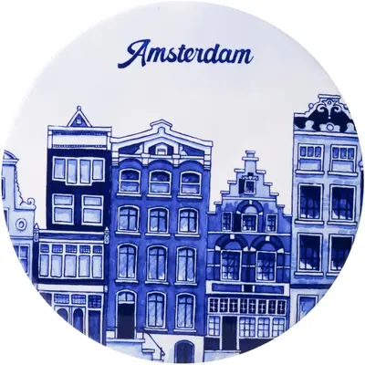 Heinen Delfts Blauw onderzetter keramiek amsterdam 18x1cm delfts blauw 