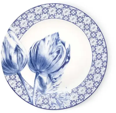 Heinen Delfts Blauw ontbijtbord keramiek tulp 21x2cm delfts blauw 