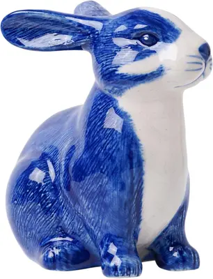 Heinen Delfts Blauw ornament keramiek konijn 8x6x9cm delfts blauw