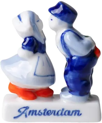 Heinen Delfts Blauw ornament keramiek kuspaar amsterdam 4.5x1.5x5.5cm delfts blauw