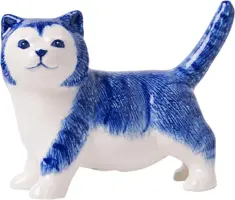 Heinen Delfts Blauw ornament keramiek poes 11x5x9cm delfts blauw kopen?