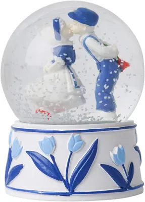 Heinen Delfts Blauw sneeuwbol kissing couple delfts blauw 