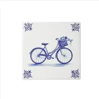Heinen Delfts Blauw tegeltje keramiek fiets 13x13cm delfts blauw kopen?