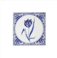 Heinen Delfts Blauw tegeltje keramiek tulp 13x13cm delfts blauw kopen?