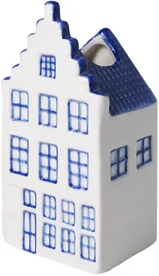 Heinen Delfts Blauw vaas keramiek trapgevel 0x0x13cm delfts blauw