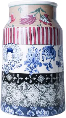 Heinen Delfts Blauw vaas melkbus keramiek kanten isabee 19x30cm delfts blauw