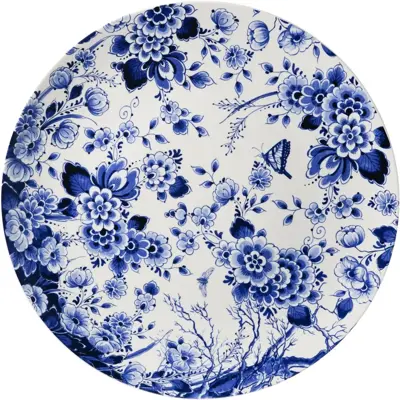 Heinen Delfts Blauw wandbord keramiek bloementuin 42cm delfts blauw 