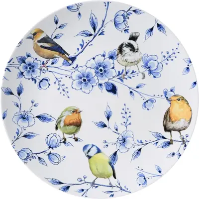 Heinen Delfts Blauw wandbord keramiek bosvogels met bloesem 31cm delfts blauw 