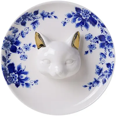 Heinen Delfts Blauw wandbord keramiek kat 0cm delfts blauw, goud 