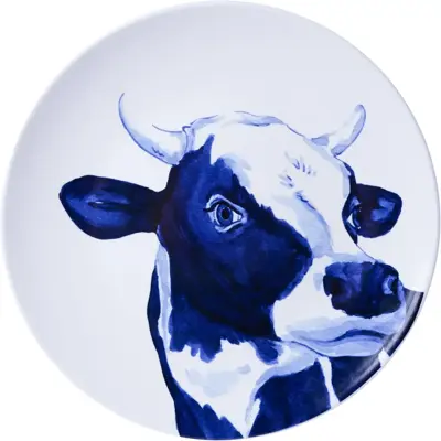 Heinen Delfts Blauw wandbord keramiek koe 31cm delfts blauw 