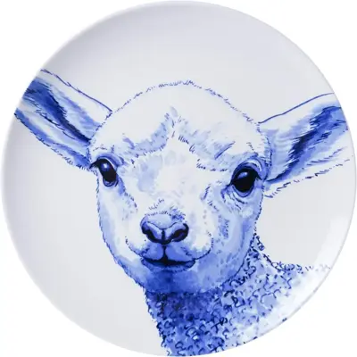 Heinen Delfts Blauw wandbord keramiek lammetje 26.5cm delfts blauw 