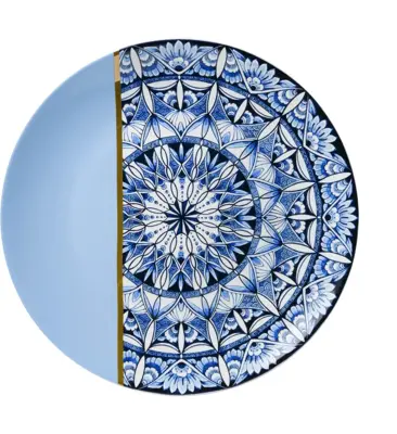 Heinen Delfts Blauw wandbord keramiek mandala blauw 31cm delfts blauw 
