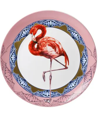 Heinen Delfts Blauw wandbord keramiek mandala flamingo 31cm delfts blauw 